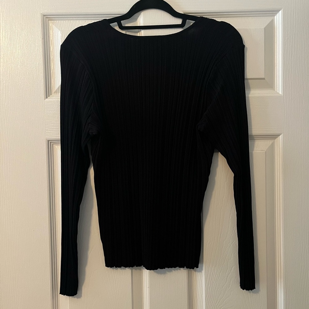 🖤H&M Black Ribbed Long Sleeve Sweetheart Neckline Top Winter Fall Size Medium🖤 - Picture 8 of 9